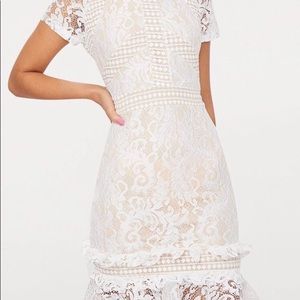 White Frill Lace Bodycon Dress